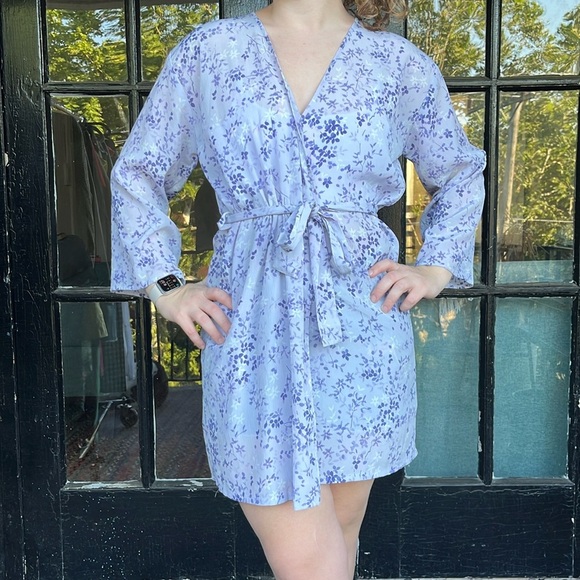 Gilligan & O'malley - Vintage Gold Tag Purple Floral Robe - Size Small - Picture 1 of 5